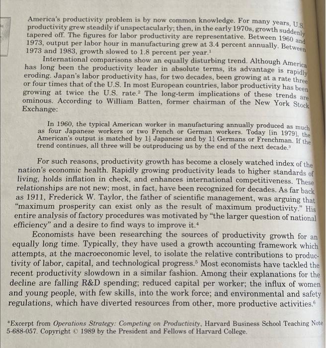 competing on productivity ARTICLE ANALYSIS For