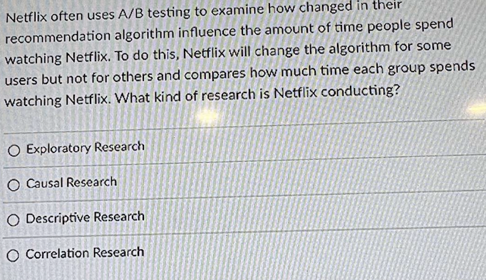 Netflix often uses A/B testing to examine how