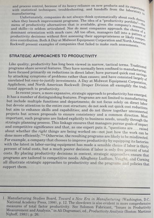 competing on productivity ARTICLE ANALYSIS For