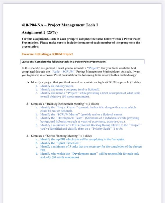 410-P04-NA- Project Management Tools I Assignment