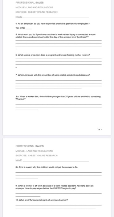 PROFESSIONAL SALES MODULE -LAWS AND REGULATIONS