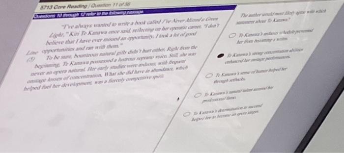5713 Core Reading/Question 11 of 58 Questions 10