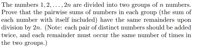 do second one The numbers 1, 2, ..., 2n are