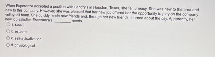 PLEASE HELP MEE !!!!!! When Esperanza accepted a