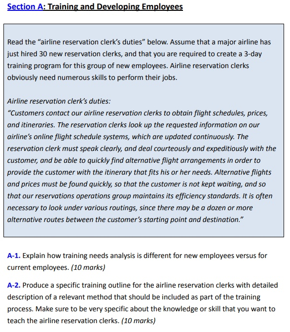 Section A: Training and Developing Employees Read