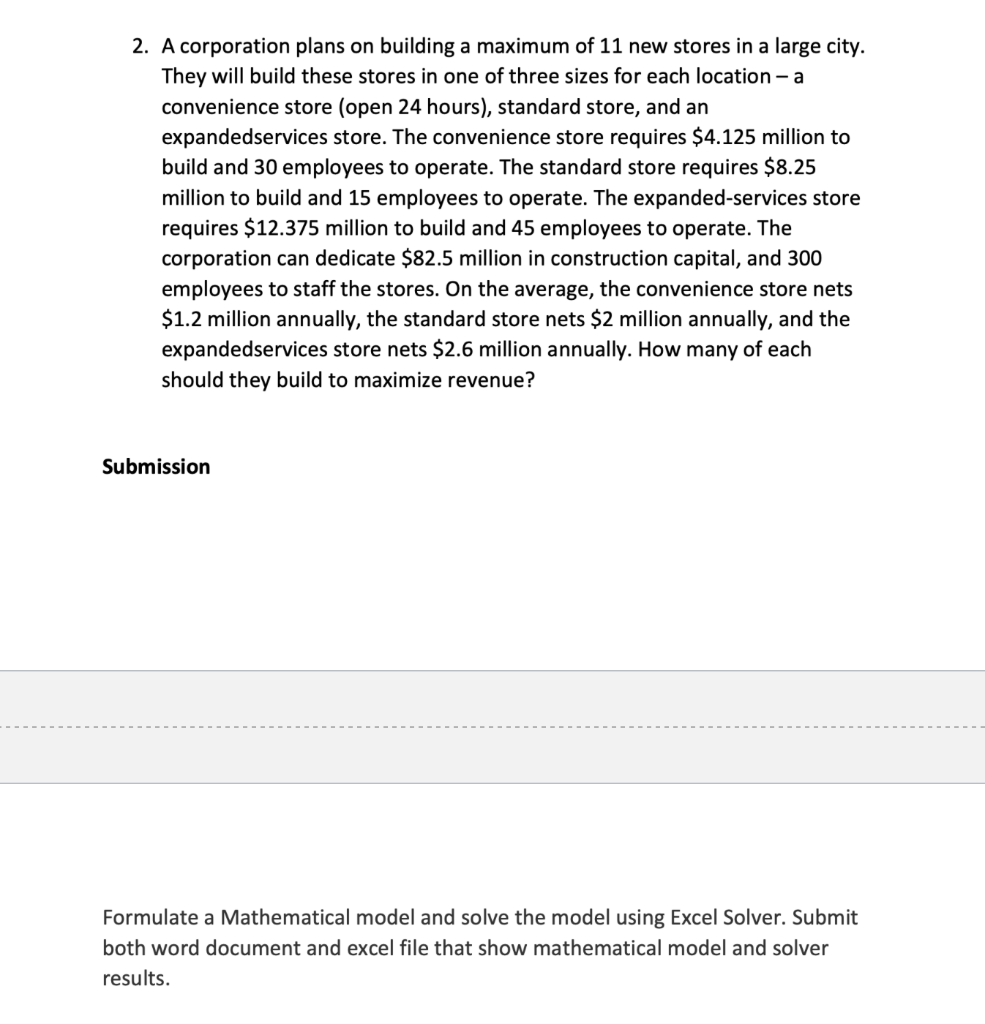 Please answer question #2. Formulate a