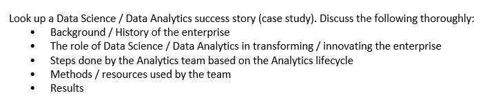 Look up a Data Science / Data Analytics success