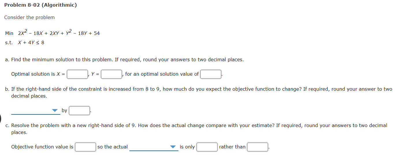 Problem 8-02 (Algorithmic) Consider the problem