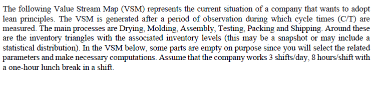 The following Value Stream Map (VSM) represents