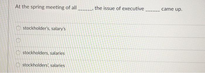 At the spring meeting of all _____ the issue of