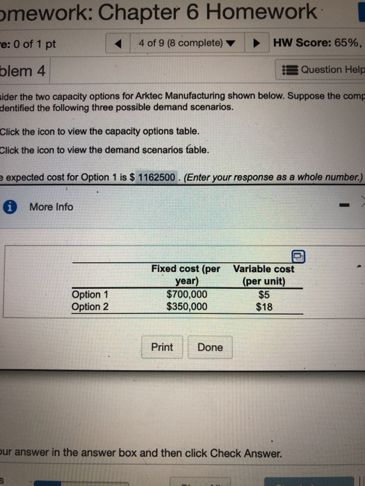 Consider the two capacity options for Arktec