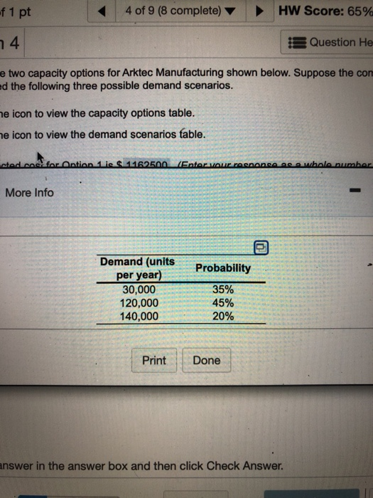 Consider the two capacity options for Arktec