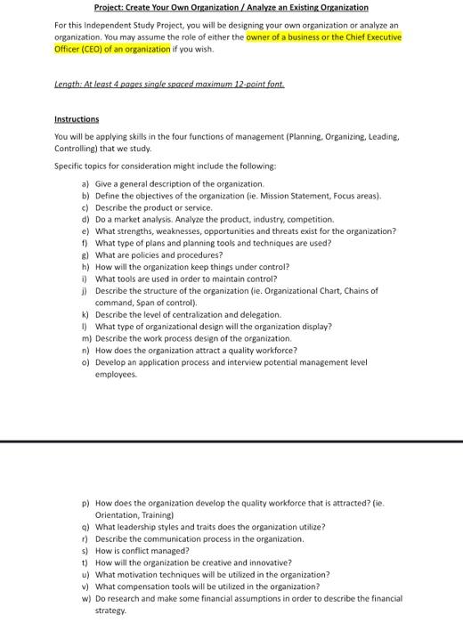 Project: Create Your Own Organization / Analyze