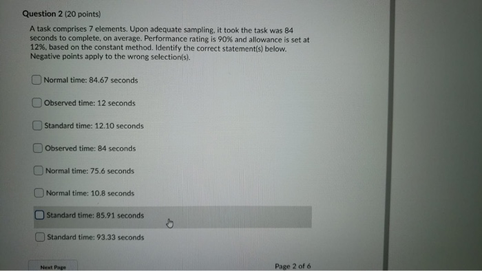 Question 2 (20 points) A task comprises 7