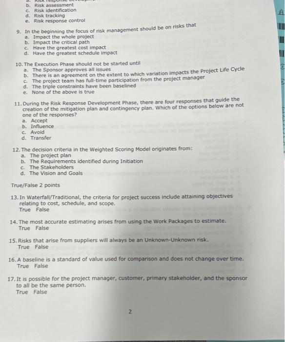 . A LI ( b. Risk assessment Risk identification
