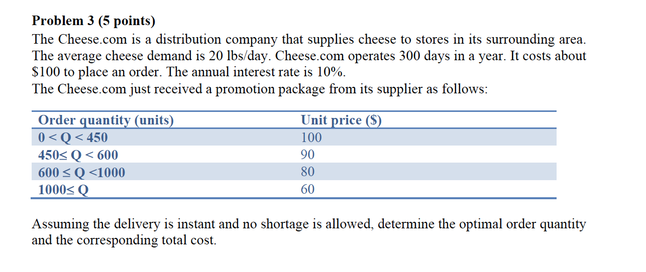 Problem 3 (5 points) The Cheese.com is a