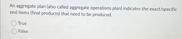 An aggregate plan (also called aggregate