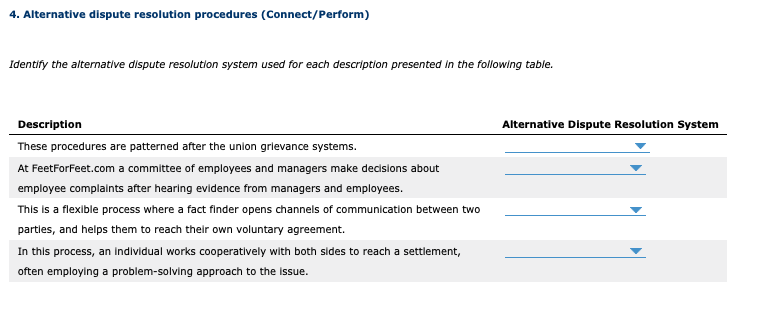 HR class, Options: 4. Alternative dispute
