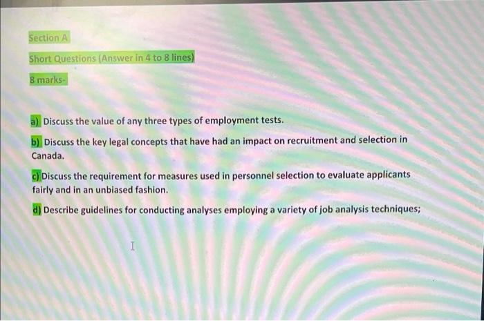 please reply me fast Section A Short Questions