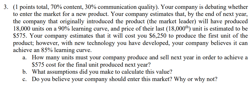 3. (1 points total, 70% content, 30%