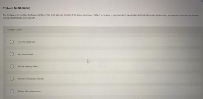 Problem 14-20 (Static) The te presenta midtple