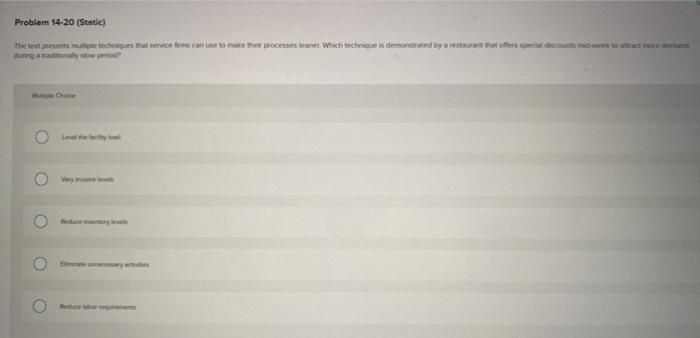 Problem 14-20 (Static) The te presenta midtple