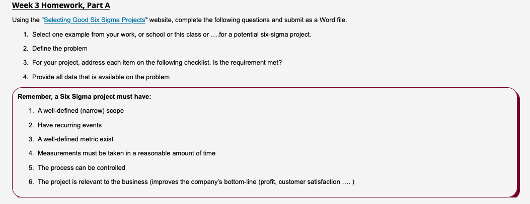 Week 3 Homework, Part A Using the "Selecting Good