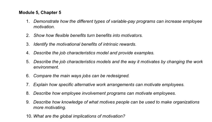 Module 5, Chapter 5 1. Demonstrate how the
