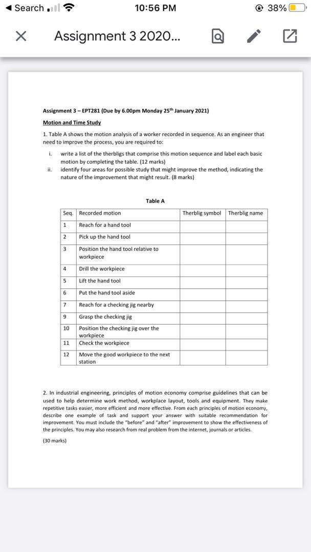 Search 10:56 PM 38% x Assignment 3 2020...