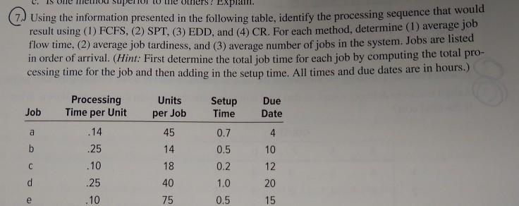 Using the information presented in the following