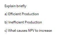Explain briefly a) Efficient Production b)