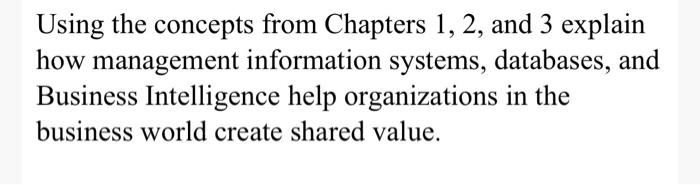 Using the concepts from Chapters 1, 2, and 3