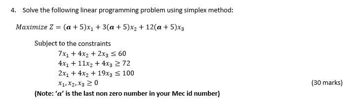Quantitative methods for business 4. Solve the