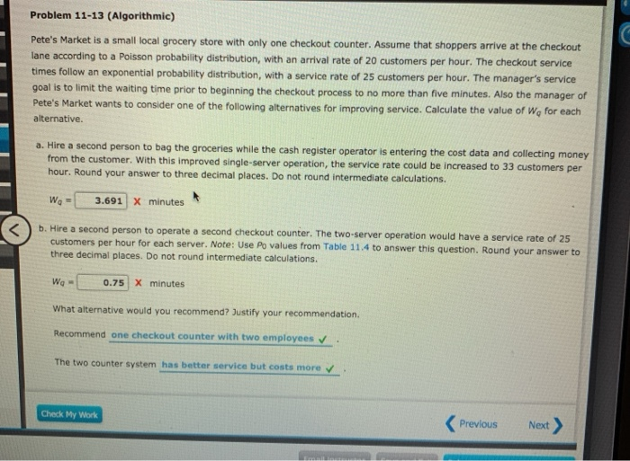 Problem 11-13 (Algorithmic) Pete's Market is a