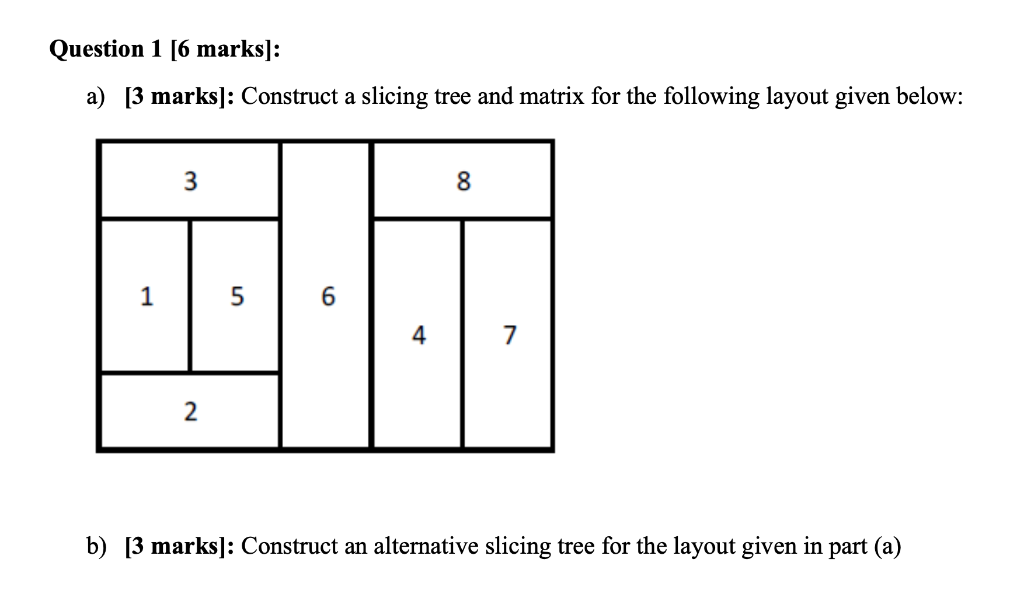 Question 1 [6 marks]: a) [3 marks]: Construct a