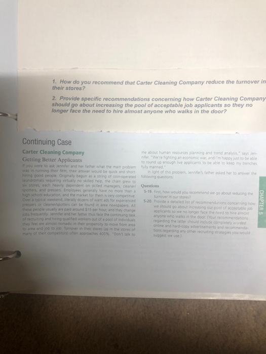 1. How do you recommend that Carter Cleaning