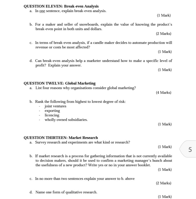 SECTION A: The Product Life Cycle (TOTAL 20