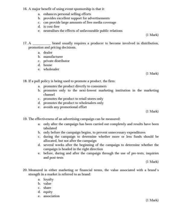 SECTION A: The Product Life Cycle (TOTAL 20