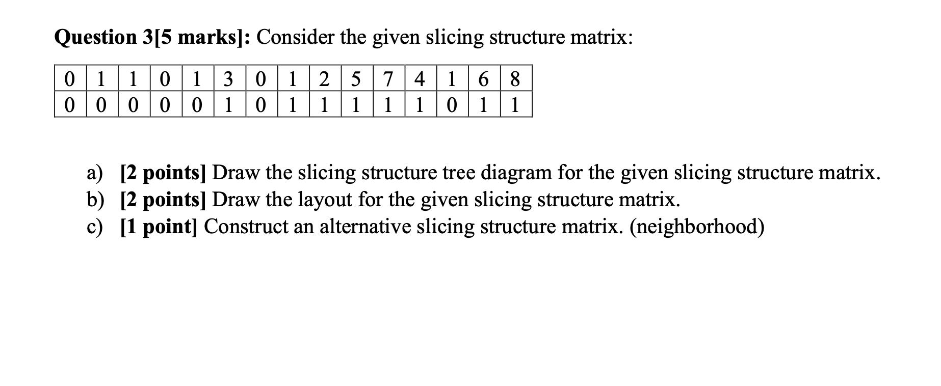 Question 315 marks]: Consider the given slicing
