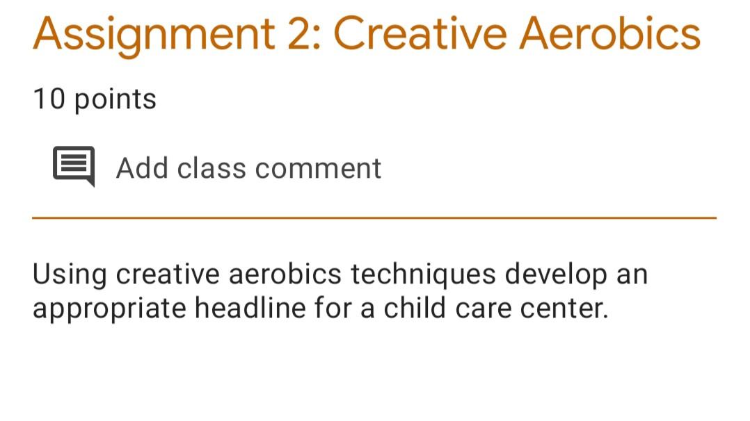 Please do asap. Assignment 2: Creative Aerobics