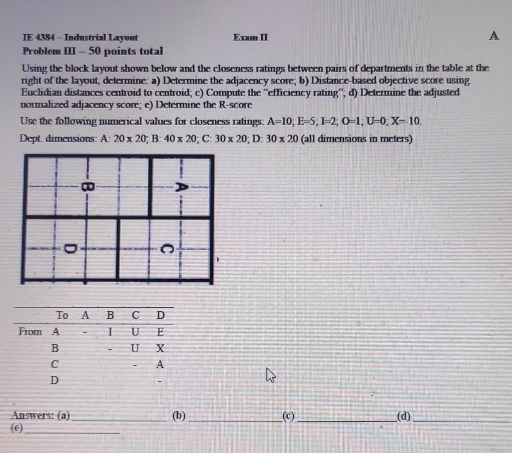TE 4384 - Industrial Layout Enam II Problem III -