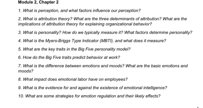 Module 2, Chapter 2 1. What is perception, and