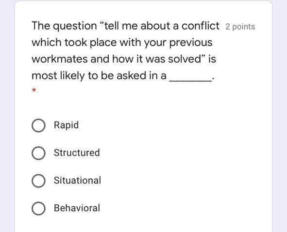 The question tell me about a conflict 2 points