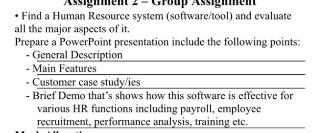 nment 2 Find a Human Resource system