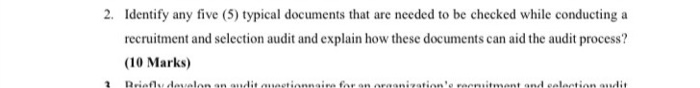 2. Identify any five (5) typical documents that
