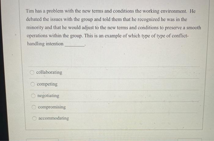 Tim has a problem with the new terms and