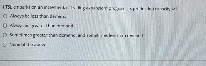 If TSL embarks on an incremental "leading