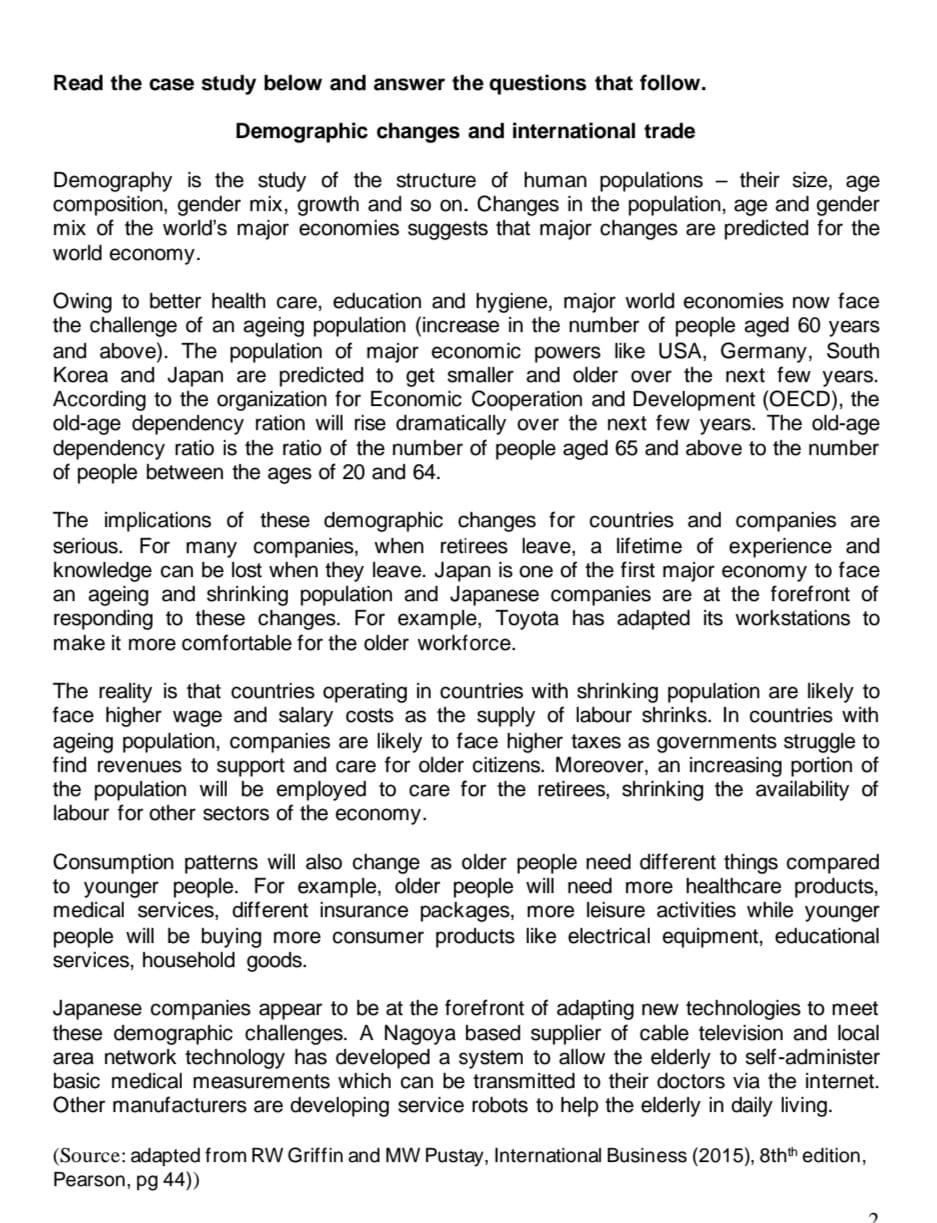 Read the case study below and answer the