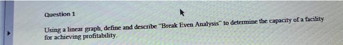 Question 1 Using a linear graph, define and