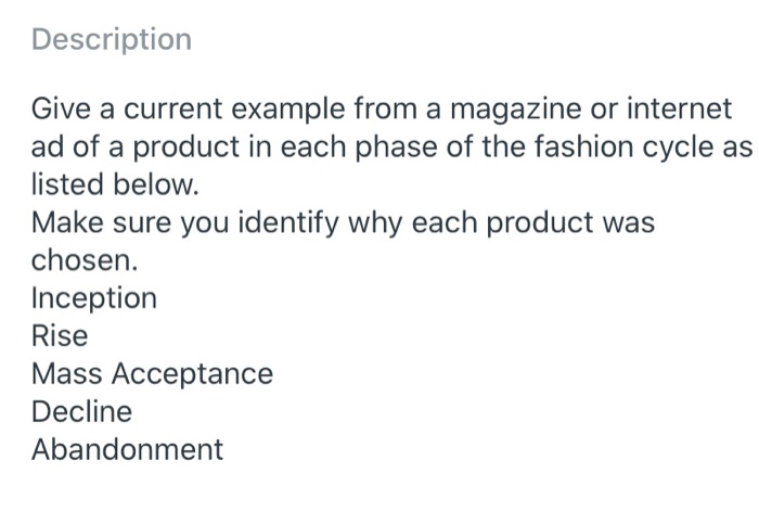 Description Give a current example from a